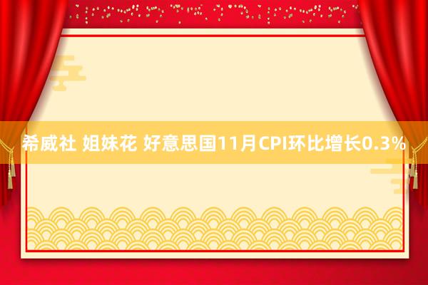 希威社 姐妹花 好意思国11月CPI环比增长0.3%