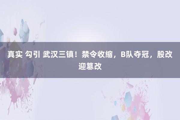 真实 勾引 武汉三镇！禁令收缩，B队夺冠，股改迎篡改