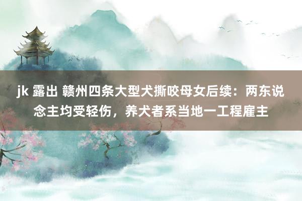 jk 露出 赣州四条大型犬撕咬母女后续：两东说念主均受轻伤，养犬者系当地一工程雇主