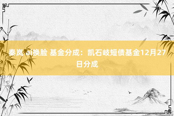 秦岚 ai换脸 基金分成：凯石岐短债基金12月27日分成
