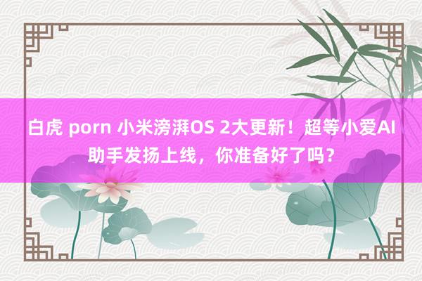 白虎 porn 小米滂湃OS 2大更新！超等小爱AI助手发扬上线，你准备好了吗？