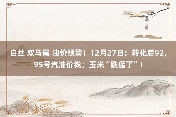 白丝 双马尾 油价预警！12月27日：转化后92,95号汽油价钱；玉米“跌猛了”！