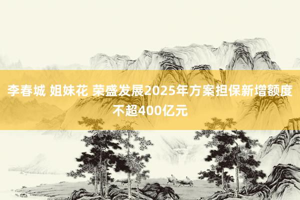 李春城 姐妹花 荣盛发展2025年方案担保新增额度不超400亿元