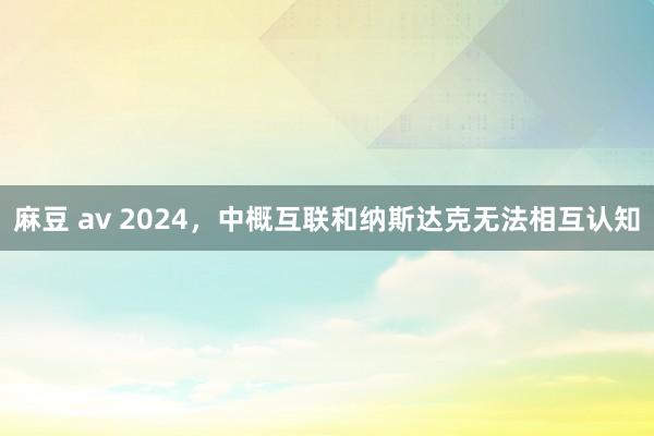 麻豆 av 2024，中概互联和纳斯达克无法相互认知