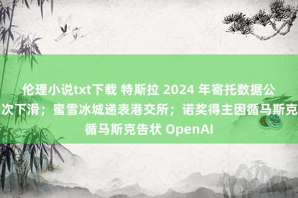 伦理小说txt下载 特斯拉 2024 年寄托数据公布，年销量初次下滑；蜜雪冰城递表港交所；诺奖得主因循马斯克告状 OpenAI