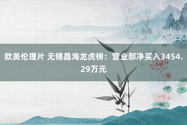 欧美伦理片 无锡晶海龙虎榜：营业部净买入3454.29万元