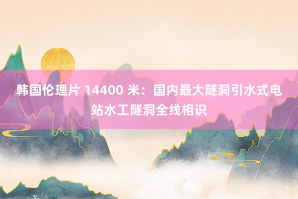 韩国伦理片 14400 米：国内最大隧洞引水式电站水工隧洞全线相识