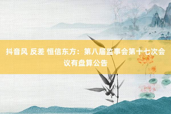 抖音风 反差 恒信东方：第八届监事会第十七次会议有盘算公告