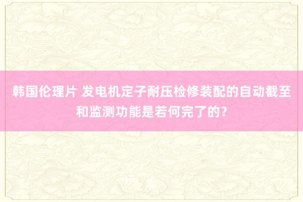 韩国伦理片 发电机定子耐压检修装配的自动截至和监测功能是若何完了的？